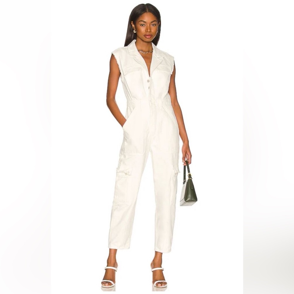 Citizens of Humanity White Frayed Reah Jumpsuit